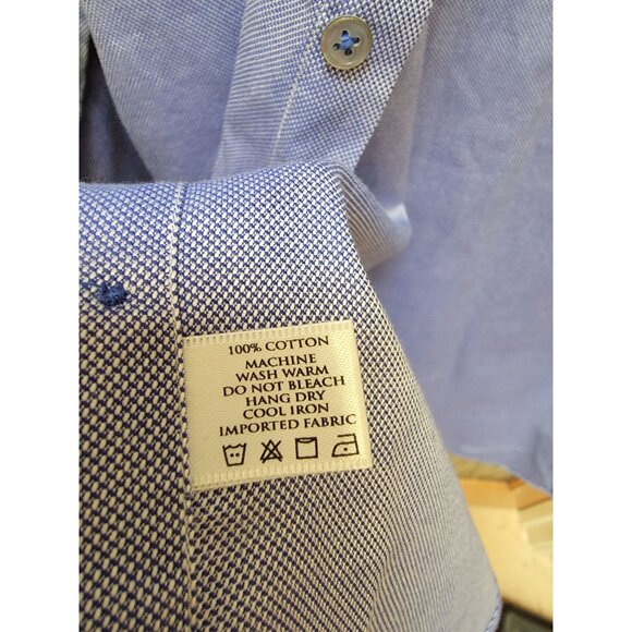 Robert Talbott Classic Mens Blue Long Sleeve Button-Up Shirt 100% Cotton - Picture 4 of 9